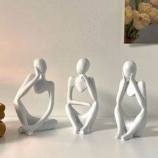 Mashatu 思考者書桌辦公室裝飾品3件組, 白色