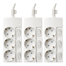 보에담 멀티탭 개별스위치 3구, 화이트, 3개, 1.5m