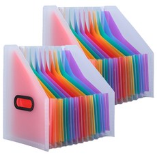 Rota 13格彩虹風琴文件夾 手提式, 2個, 白色