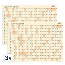 페이퍼리안 2025년 리마인드 이얼리 포스터 캘린더 2p 세트, 투명, 3개