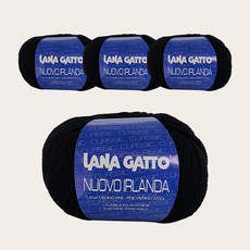 LANA GATTO 諾博純毛島純毛針織線 4p, 5000黑色