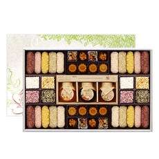 미인화이바 차 3종 + 전통한과 선물세트 B형 950g + 보자기, 1개