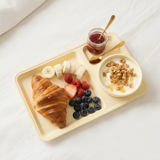 온더키친 국내산 멜라민 브런치 식판 + 볼 세트, 바닐라 크림, 1세트