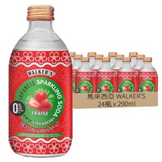 馬來西亞 WALKER'S 無糖氣泡飲 草莓風味, 290ml, 24瓶