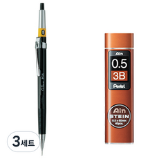 Pentel 飛龍文具 Graph 製圖自動鉛筆 PG5-AD + Ain Stein 自動鉛筆芯 3B 套組, 3套, 0.5mm