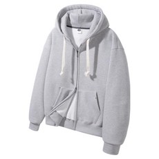 앨빈클로 남녀공용 무지 투웨이 더블코튼 오버핏 후드 집업 AZH863