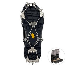 LIBERO Valk 鏈條冰爪 23P + Velo 短版綁腿套組, 黑色(冰爪), 灰色(綁腿)