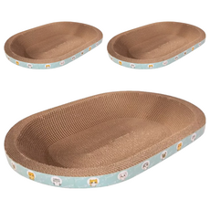 高精寵物 橢圓貓抓窩, 木板色, 3個