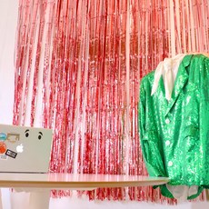 스투피드 파티 수술 은박커튼 1 x 2 m, 로즈골드, 4개