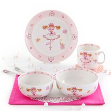 ZEN 餐具4件組, 芭蕾舞女孩款, 飯碗+湯碗+餐盤+杯子