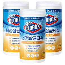 유한클로락스 세정살균티슈 시트러스블렌드 75매, 3개