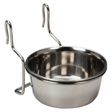 MARUKAN 吊鉤式不銹鋼食碗 M號 MK-ES-10 適用於兔子、小兔子、南美栗鼠、鼦鼠、草原犬鼠、白鼬, 不銹鋼 銀色, 1個