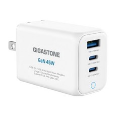 GIGASTONE 立達 45W GaN氮化鎵三孔USB-C快速充電器 PD-7451, 白色, 1個