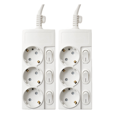 보에담 멀티탭 개별스위치 3구, 화이트, 2개, 1.5m