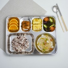 코멧 홈 스테인리스 4찬 급식 식판, silver, 1개