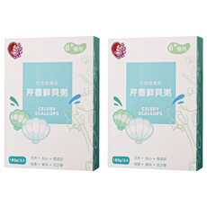 鈞媽御食堂 中寶 即食營養粥 Set 3入 芹香鮮貝粥, 6個月以上寶寶適用, 芹香鮮貝, 150g, 2盒