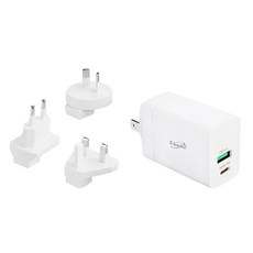 E-books B71 20W PD+QC3.0雙孔萬國旅行快充器 適用於超過150個國家, 白色, 1組