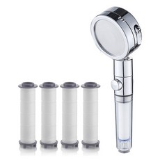 KVILL ON/OFF 3段調節增壓蓮蓬頭 + 濾芯 4入組, 1套, 混合顏色