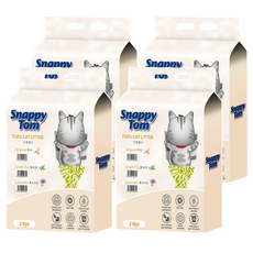 Snappy Tom 幸福貓 豆腐貓砂 海綿般吸水性 低粉塵 包覆臭味 100%天然原料 快速凝結 遇水即溶可沖馬桶, 4包, 2kg, 綠茶香