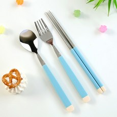 孩童湯匙+筷子+叉子, 藍色, 筷子+湯匙+叉子, 1組