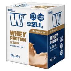 義美生醫 W PROTEIN 乳清蛋白飲 奶茶口味 35g x 10包, 350g, 1盒