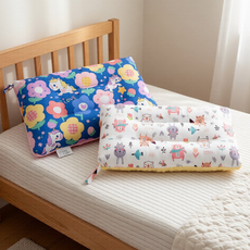 100%純棉可水洗兒童枕頭 2個, 花朵獨角獸+童話森林 白色 + 綠色