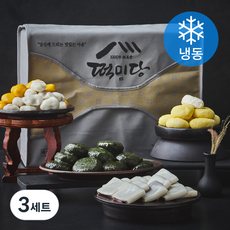 떡미당 부직포 선물세트 송편 500g + 앙꼬절편 390g + 밥알쑥인절미 600g + 크림찹쌀떡 400g (냉동), 3세트