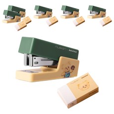 奶油熊迷你釘書機 + 33號釘書針套組, 6套, 抹茶綠(釘書機)