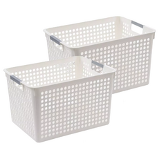 BangJiaShi 幫家適 收納籃 高款, 大號(22 x 31 x 21cm), 白色, 2個