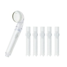 Dewbell 過濾蓮蓬頭 白色+蓮蓬頭濾芯 5入, 1套