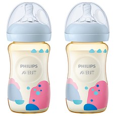 PHILIPS 飛利浦 AVENT 新安怡 Natural 防脹氣PPSU奶瓶 第二階段, 琥珀金, 260ml, 2個