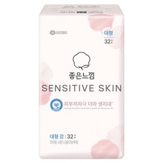 좋은느낌 센서티브스킨 생리대 날개형, 1개, 32개입, 대형