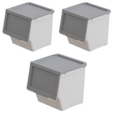 EZLIVING 掀蓋式收納整理箱, 灰色, 3個