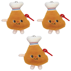 食物絨毛鑰匙圈 短毛絨PP棉材質, 11cm, 雞腿 棕色, 3個