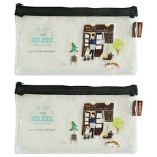 Sunny 三瑩文具 好事生活 A6彩印透明網格扁筆袋 SPC-335A 商店, 2個, 透明色