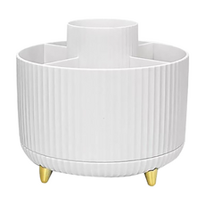 AHOYE 360度旋轉化妝刷收納筒, 1個, 白色 + 金色