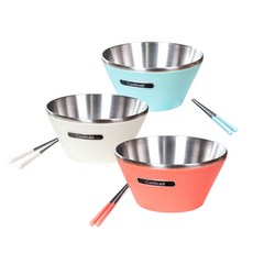 쿡셀 벨라 이중 면기 3종 + 젓가락 3종 세트, 민트, 베이지, 오렌지, 1세트