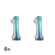 Eumes 玫瑰石英寧靜藍 數位數字氣球 81cm, 數字1, 6個