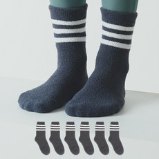 노디자인 여성용 긴목 삼선 스트라이프 수면 양말 6족 세트