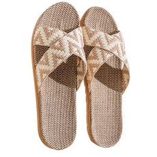 交叉編織亞麻拖鞋, 沙色, 35~36, 1雙