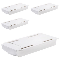 隱藏式桌下抽屜 ABS材質, 白色, 4個