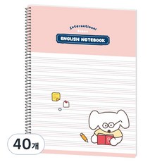 뭉구 1000 보바 스프링 영어노트, 핑크, 40개