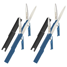 PLUS 普樂士 Twiggy 攜帶式筆型剪刀, 弧線刀刃, 單手簡單鎖定/解除刀刃, 附帶安全蓋掛孔, 黑色, 4支