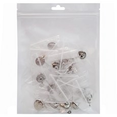 可拆免縫腰圍調節鈕扣 小(17mm) 20個, 透明色 + 銀色, 1組