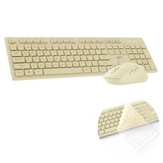 지클릭커 OFFICE PRO 인체공학 무소음 무선 키보드 + 마우스 세트, WMK10, 옐로우, 일반형