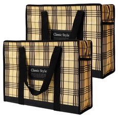포포팬시 클래식 스타일 체크 타포린백, 블랙, 2개