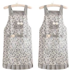 hellogem 花朵兔子H型圍裙, 2個, 灰色