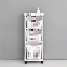 Market B ALON 移動洗衣籃 3 層 H201829, 白色, 1組