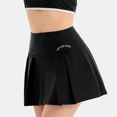 위크나인 여성용 치얼업 플리츠 커버업 수영복 스커트, BLACK