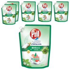 프릴 시크릿 오브 베이킹소다 주방세제 그린허브향 리필, 1L, 6개